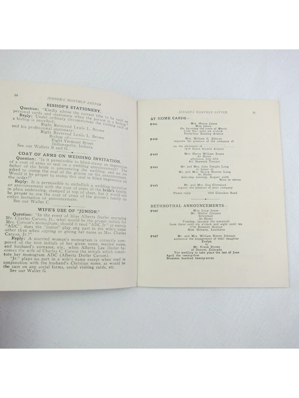 Jenner Co Steel & Copper Engraved Stationery Louisville KY Monthly Letter 1927